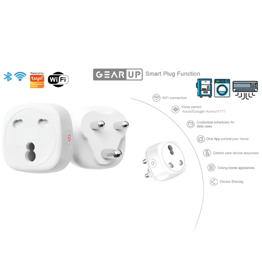 GearUP SP16 (With Energy Monitoring) Tuya Wifi Smart Plug 250V, 16A for Air Conditioner